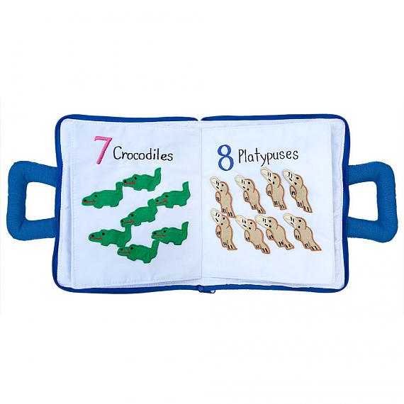 Australian Counting Book Bag - Soft Activity Book - Pages 7 Crocodiles and 8 Platypuses - designed in Australia by Growing World