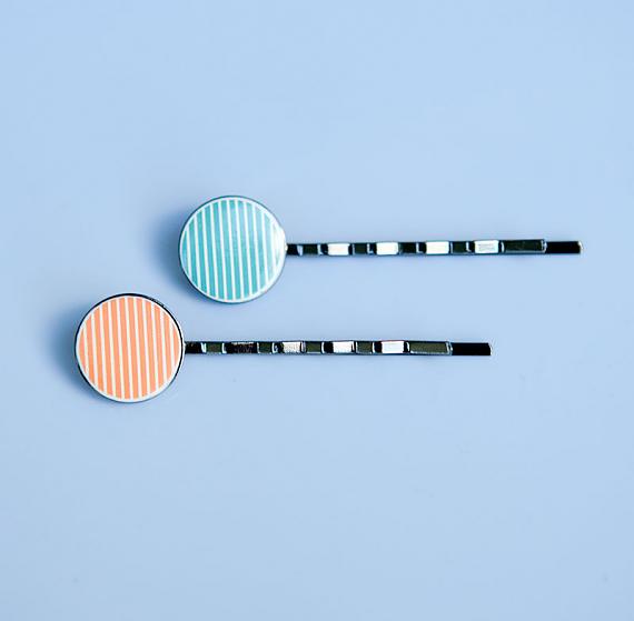 Mismatch Enamel Hairslides Stripes 1 by Love Hate