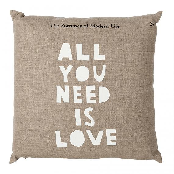 All You Need Is Love Cushion - Dark Natural, handmade in Australia by me and amber