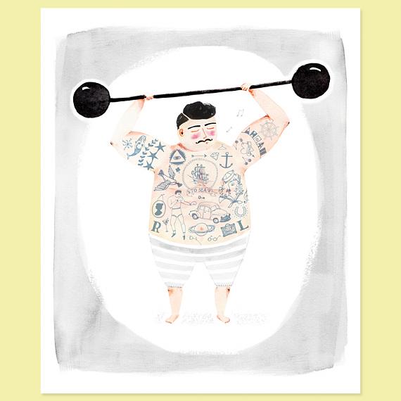 Strongman A4 Print by Amy Borrell