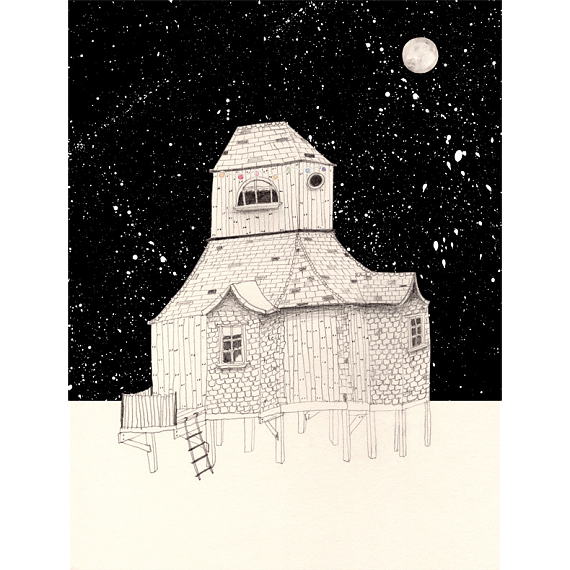 Night House A4 Print by Amy Borrell