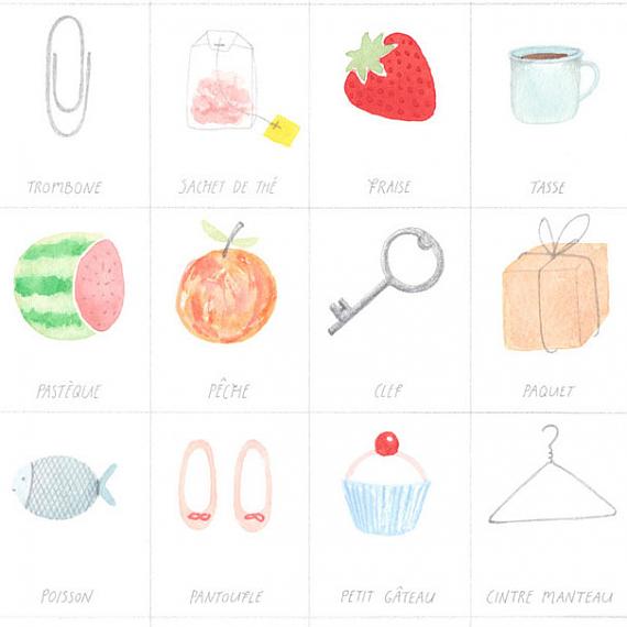 Detail from Parlez-Vous Francais A3 Print by Amy Borrell