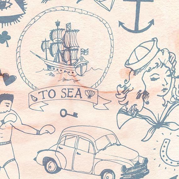 Tattoo detail of Strongman A4 Print by Amy Borrell