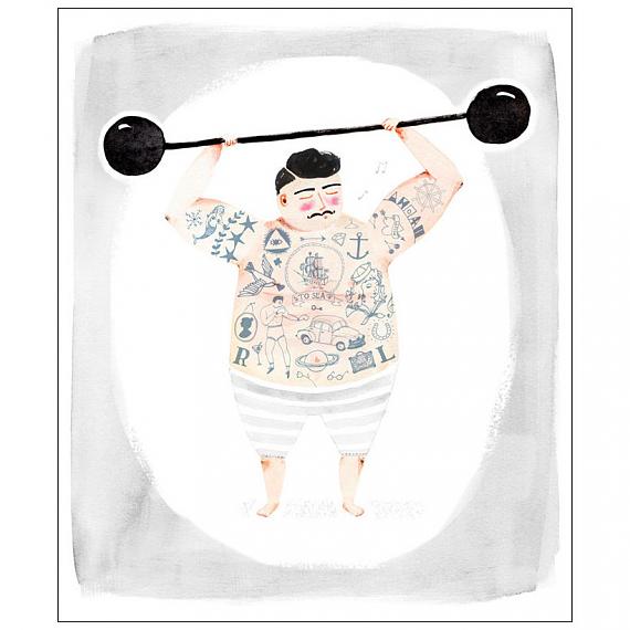 Strongman A4 Print by Amy Borrell