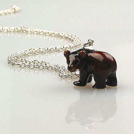 Bear Pendant on Silver Chain by Meow Girl