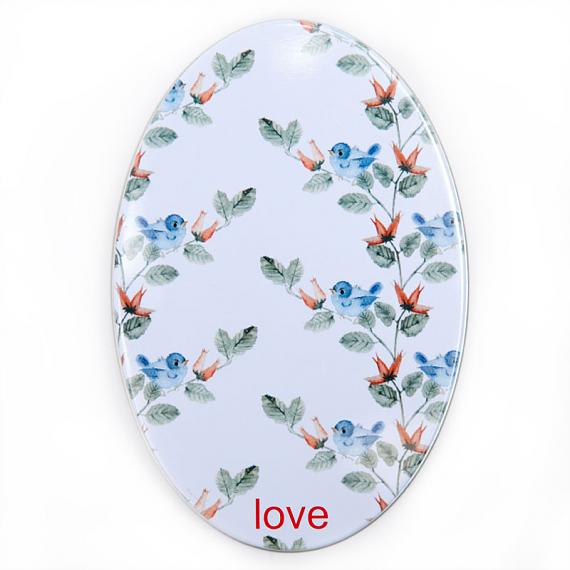 Love Hate Tin for Wooden Birdhouse Brooch