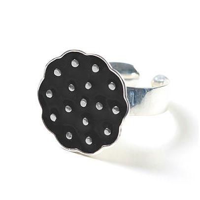 Sterling Silver Lotus Ring - Black by Polli