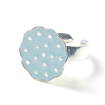 Sterling Silver Lotus Ring - Dusty Blue by Polli