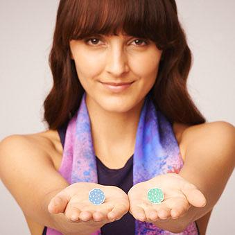 Sterling Silver Lotus Ring - Dusty Blue & Mint by Polli