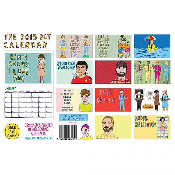 All illustrations from the 2015 Boy Calendar made in Melbourne by Able and Game
