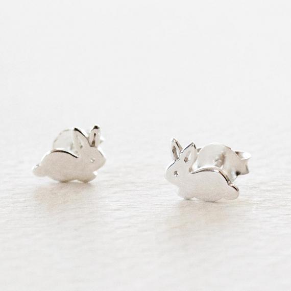 Childrens Stud Earrings - Silver Little Bunnies - designed in Melbourne by LoveHate