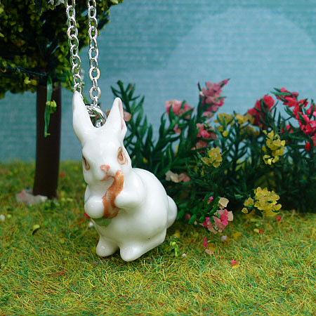 Bunny with Carrot Pendant on Silver Chain designed in Australia by Meow Girl