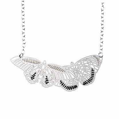 Woven Butterflies Necklace Ebony & Ivory by Polli