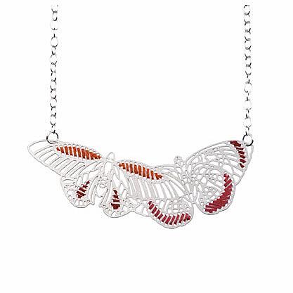 Woven Butterflies Necklace Bright by Polli
