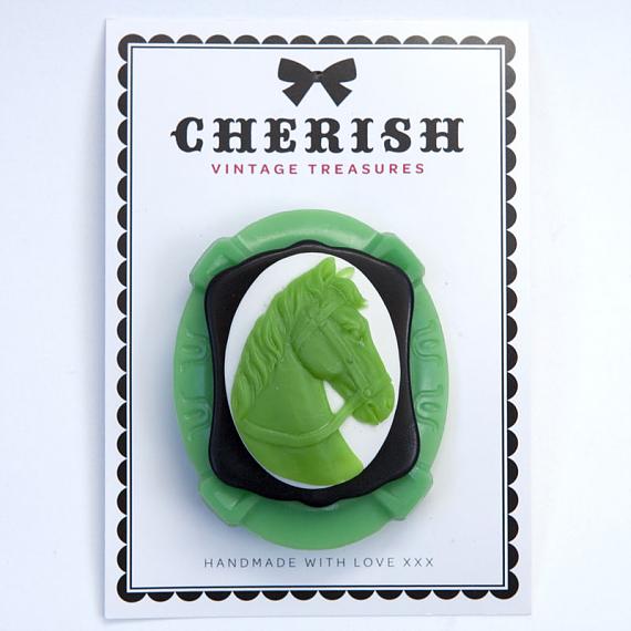 Green Pony Brooch by Cherish Vintage Treasures