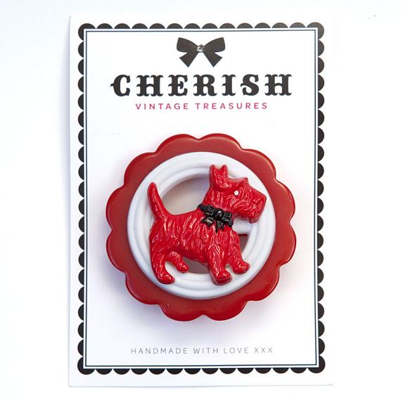 Red Scotty Dog Brooch by Cherish Vintage Treasures