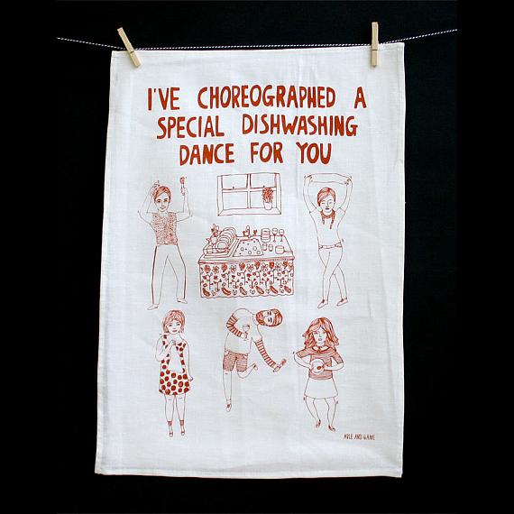 Tea Towel - Dishwashing Dance - made in Melbourne by Able & Game