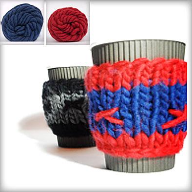 Coffee Cosy Knitting Kit - Navy & Ruby Red by KnitKnit