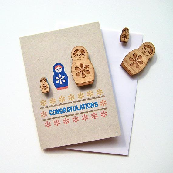 Congratulations Magnet Card Folk Matryoshka by Bird of Play