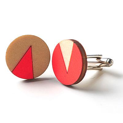 Wooden Flag Cufflinks Neon Blush by Polli