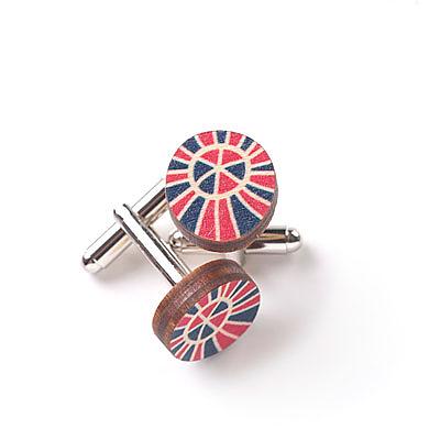 Wooden Zulu Cufflinks - Pink & Blue by Polli