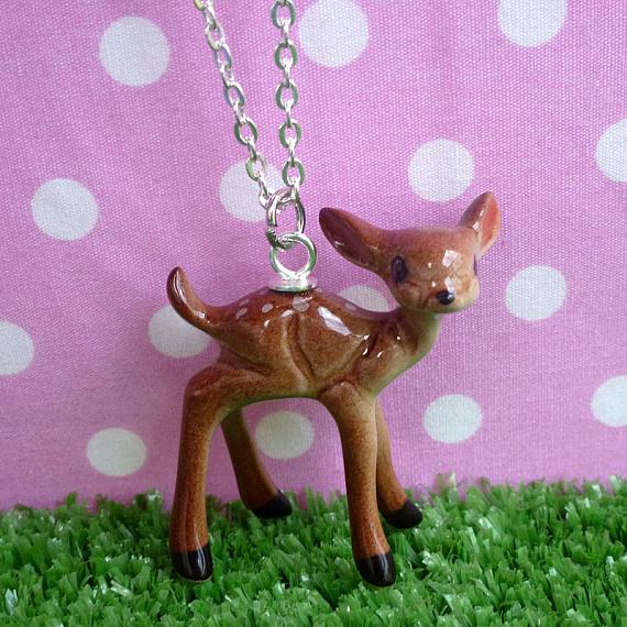 Deer Pendant on Silver Chain by Meow Girl