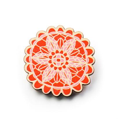 Doily Wooden Brooch - Warm by Polli