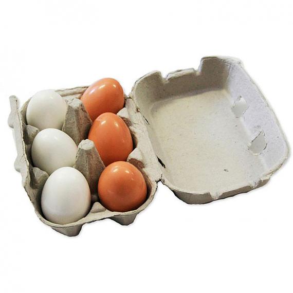 6 Wooden Eggs in Cardboard Egg Carton | indie art & design