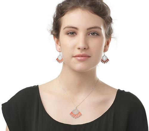 Woven Empire Pendant Coral by Polli