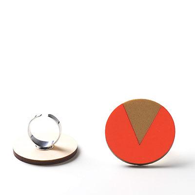 Flag Triangle Wooden Ring Neon Blush by Polli