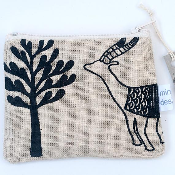 Antelopes Flat Purse - Black on Natural by Mingus