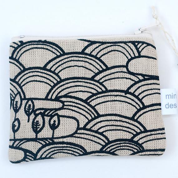 The Waves Flat Purse - Black on Natural by Mingus