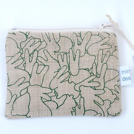 Rabbit Pile Flat Purse - Green on Natural by Mingus