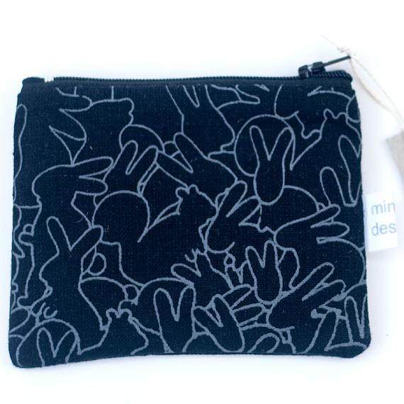 Rabbit Pile Flat Purse - Grey on Black by Mingus