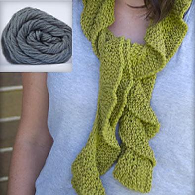Frilly Scarf Knitting Kit - Slate Blue by KnitKnit