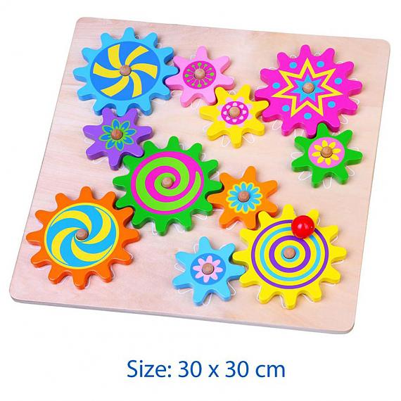 Wooden Spinning Gears Puzzle Board designed in Australia by Fun Factory