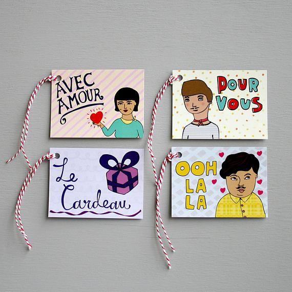 French Set of 8 Gift Tags - made in Melbourne by able and game