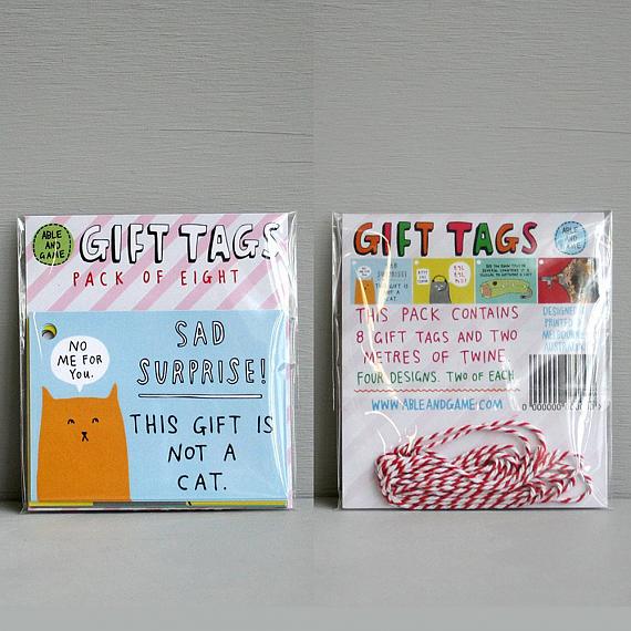 Kitty Cat Set of 8 Gift Tags - handmade in Melbourne by Able & Game