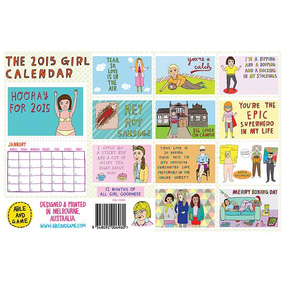 All illustrations from the 2015 Girl Calendar made in Melbourne by Able and Game