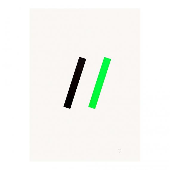 Green Line Neon Geometric Limited Edition Screen Print on Paper handmade in Australia by me and amber