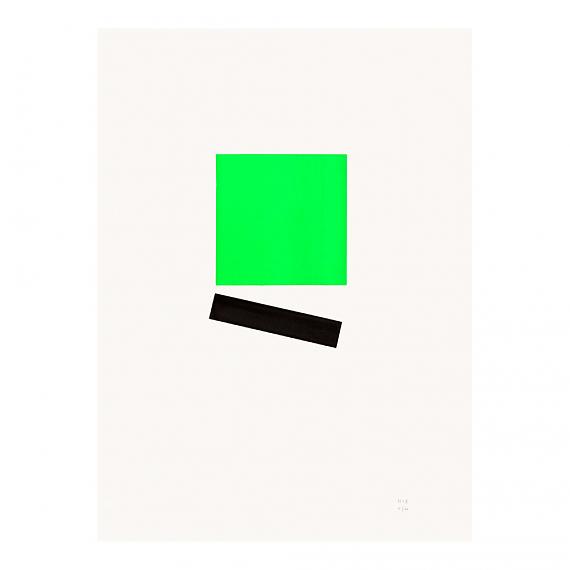 Green Square Neon Geometric Limited Edition Screen Print on Paper handmade in Australia by me and amber