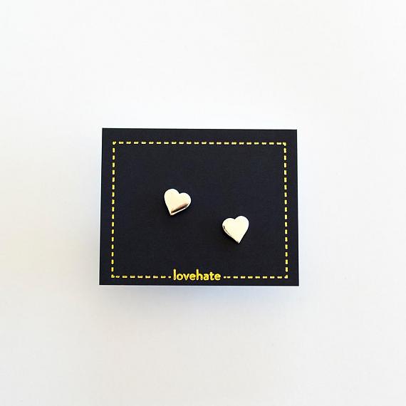 Childrens Stud Earrings - Silver Little Hearts - designed in Melbourne by LoveHate