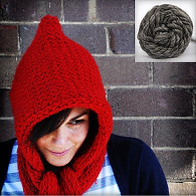 Hooded Scarf Knitting Kit - Charcoal Marle by KnitKnit