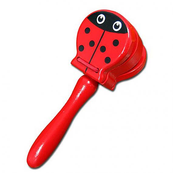 Wooden Ladybird Castanet With Handle designed in Australia by Fun Factory