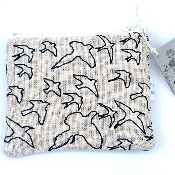 The Birds Large Leather Purse - Black by Mingus