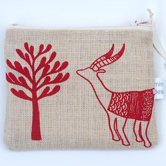 Antelopes Large Leather Purse - Red