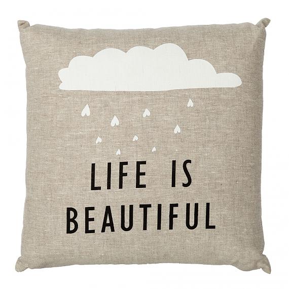 Life is Beautiful Cushion - Natural, handmade in Australia by me and amber