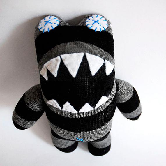 Completed Lil' Monster (Black & Grey Stripes) made by you from Craft Schmaft