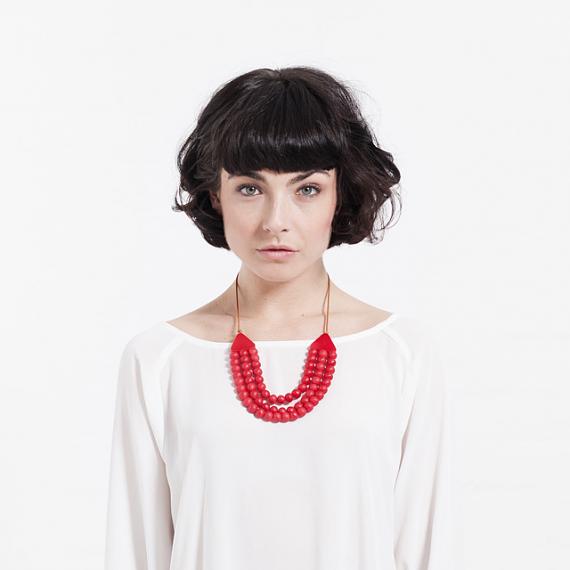 Matilda Necklace - Red Resin - handmade in Melbourne by mooku