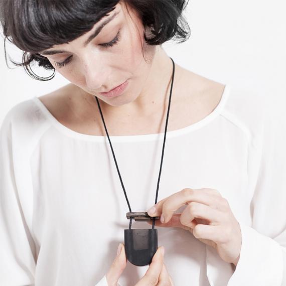 Secrets 'U' Locket Resin and Wood - Black and Transparent - designed in Melbourne by mooku